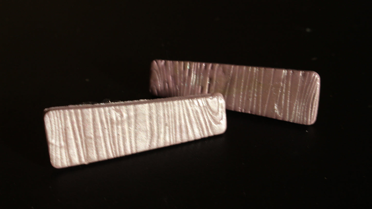 Handmade Pastel Pink Stripe Polymer Clay Earrings – Modern Minimalist Statement Dangles