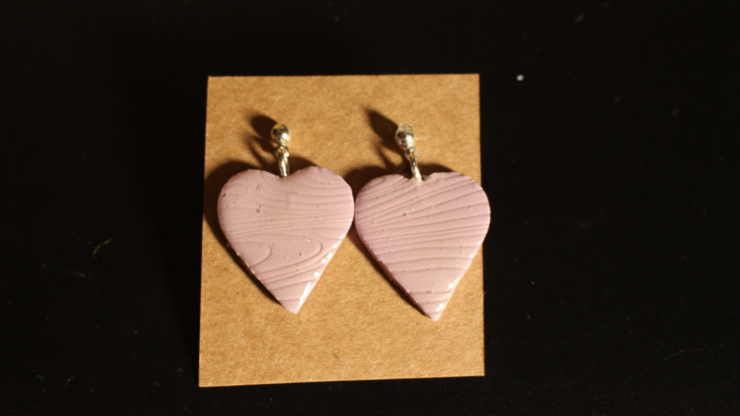 Handmade Blush Pink Heart Dangle Earrings