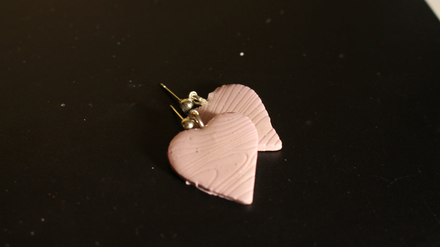 Handmade Blush Pink Heart Dangle Earrings