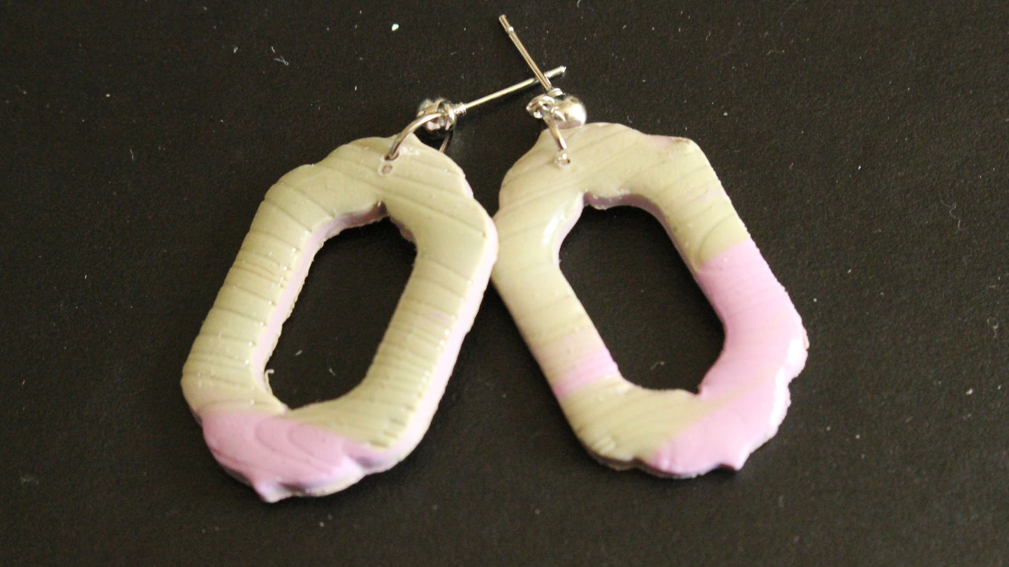 Blush & Taupe Modern Frame Dangle Earrings
