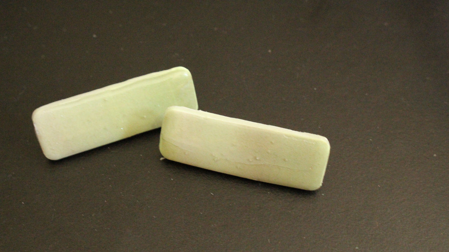 Sage Green Rectangle Ceramic Stud Earrings – Minimalist Handmade Jewelry
