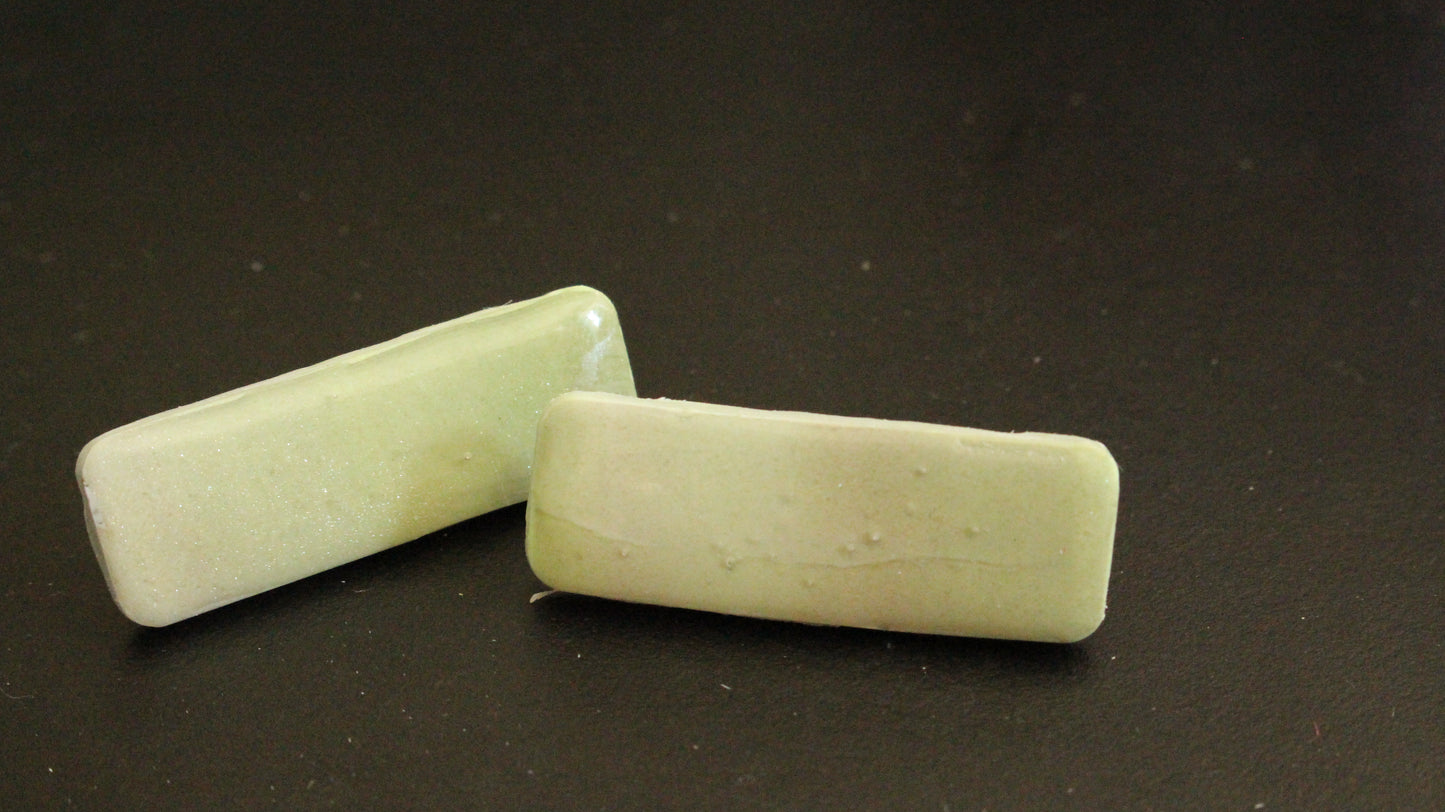 Sage Green Rectangle Ceramic Stud Earrings – Minimalist Handmade Jewelry