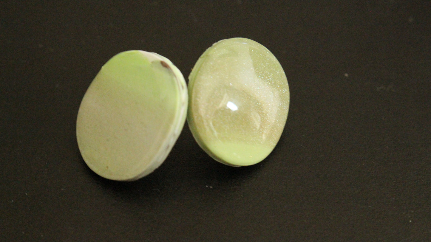 Celadon Dream: Handcrafted Pastel Green Resin Stud Earrings