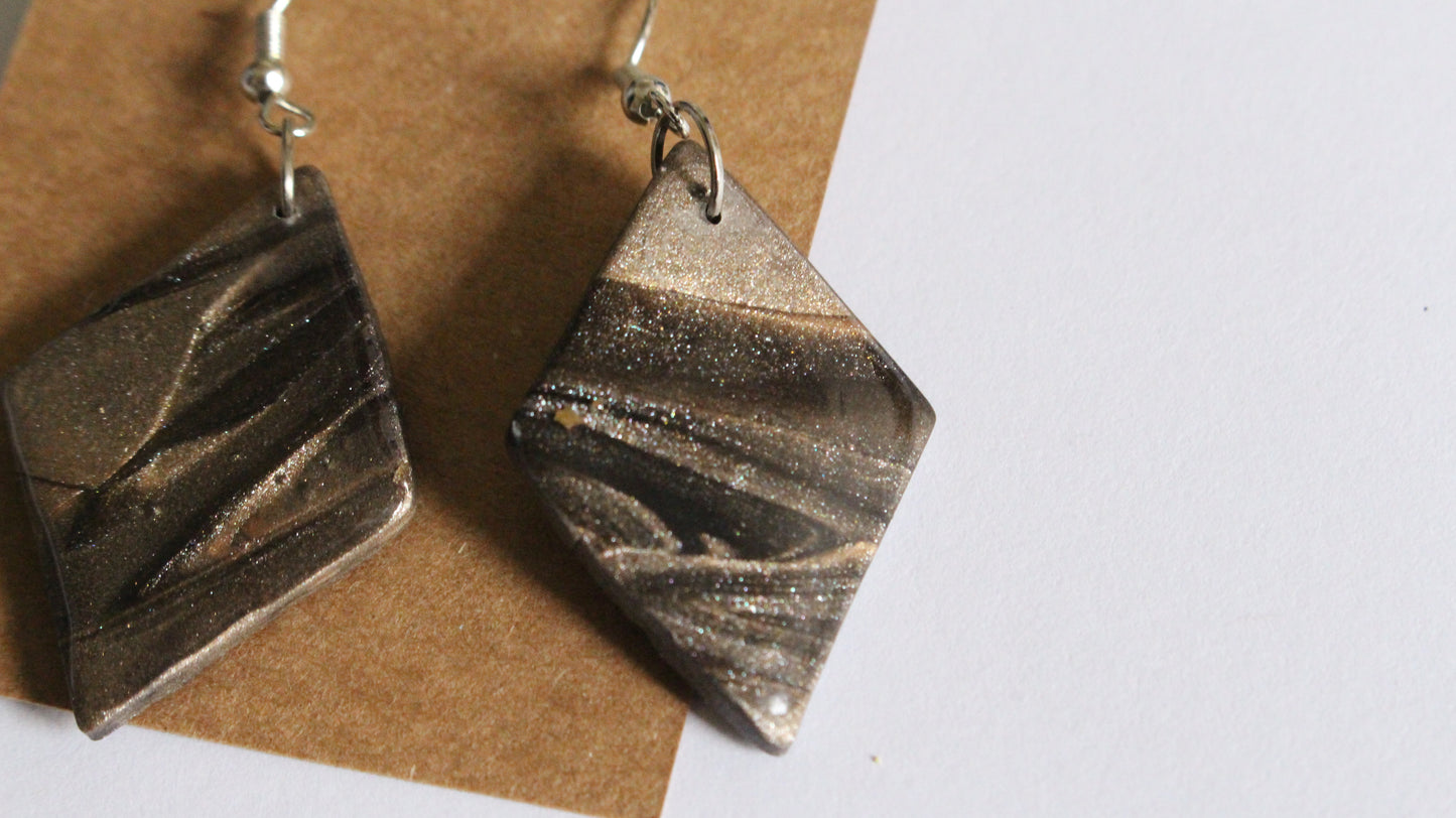 Midnight Marble Diamond Drop Earrings