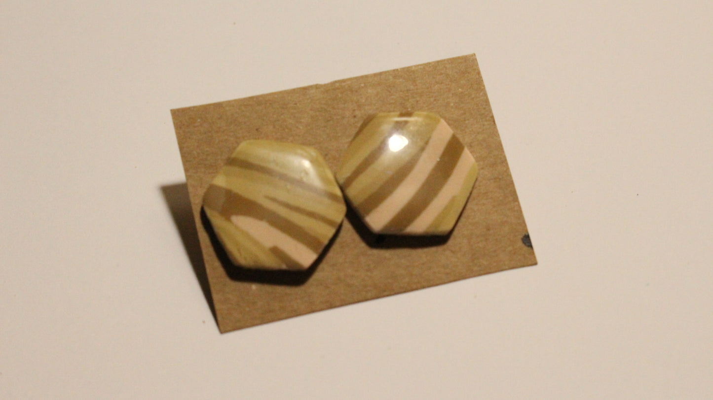 Desert Dune Hexagon Stud Earrings