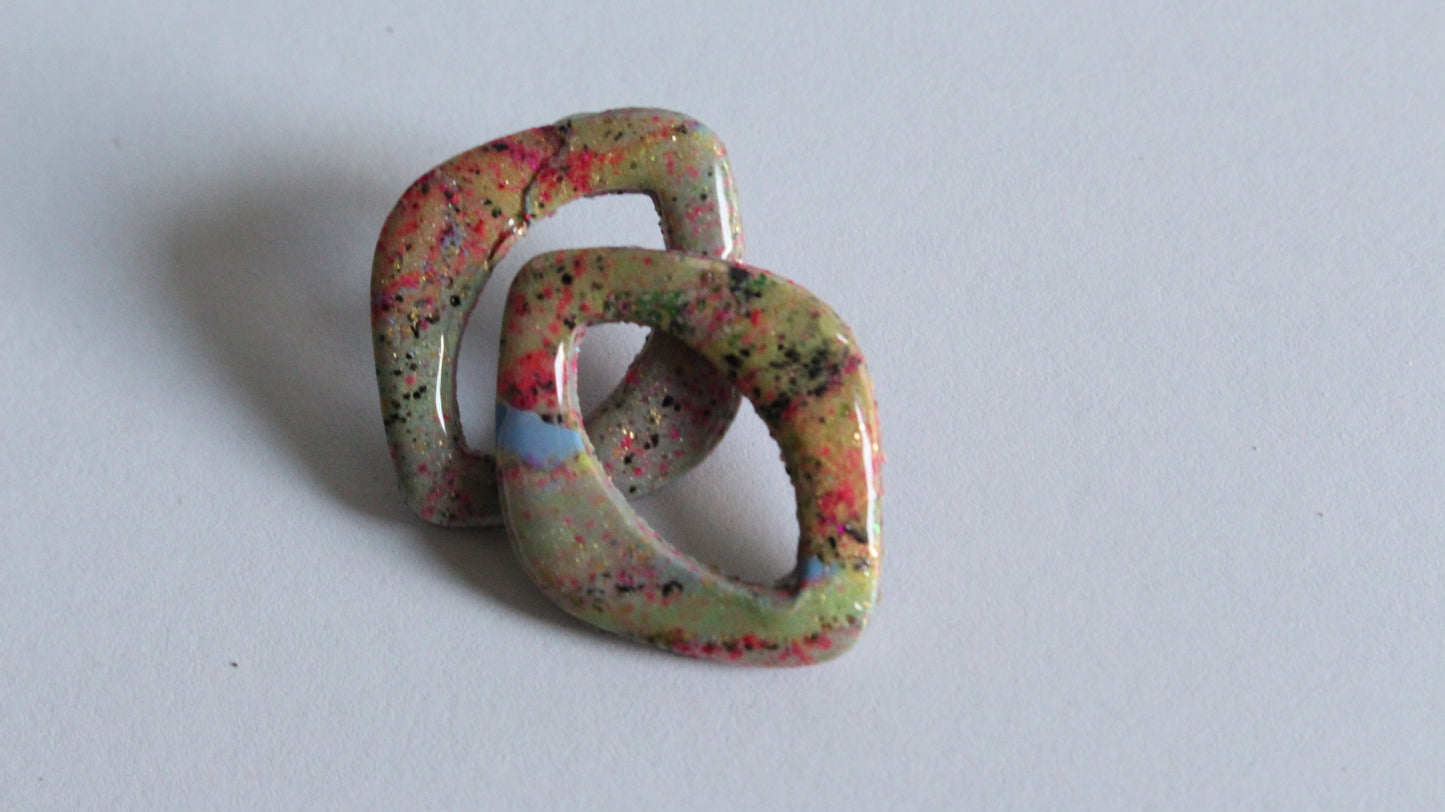 Colorful abstract sculpture on a gray background