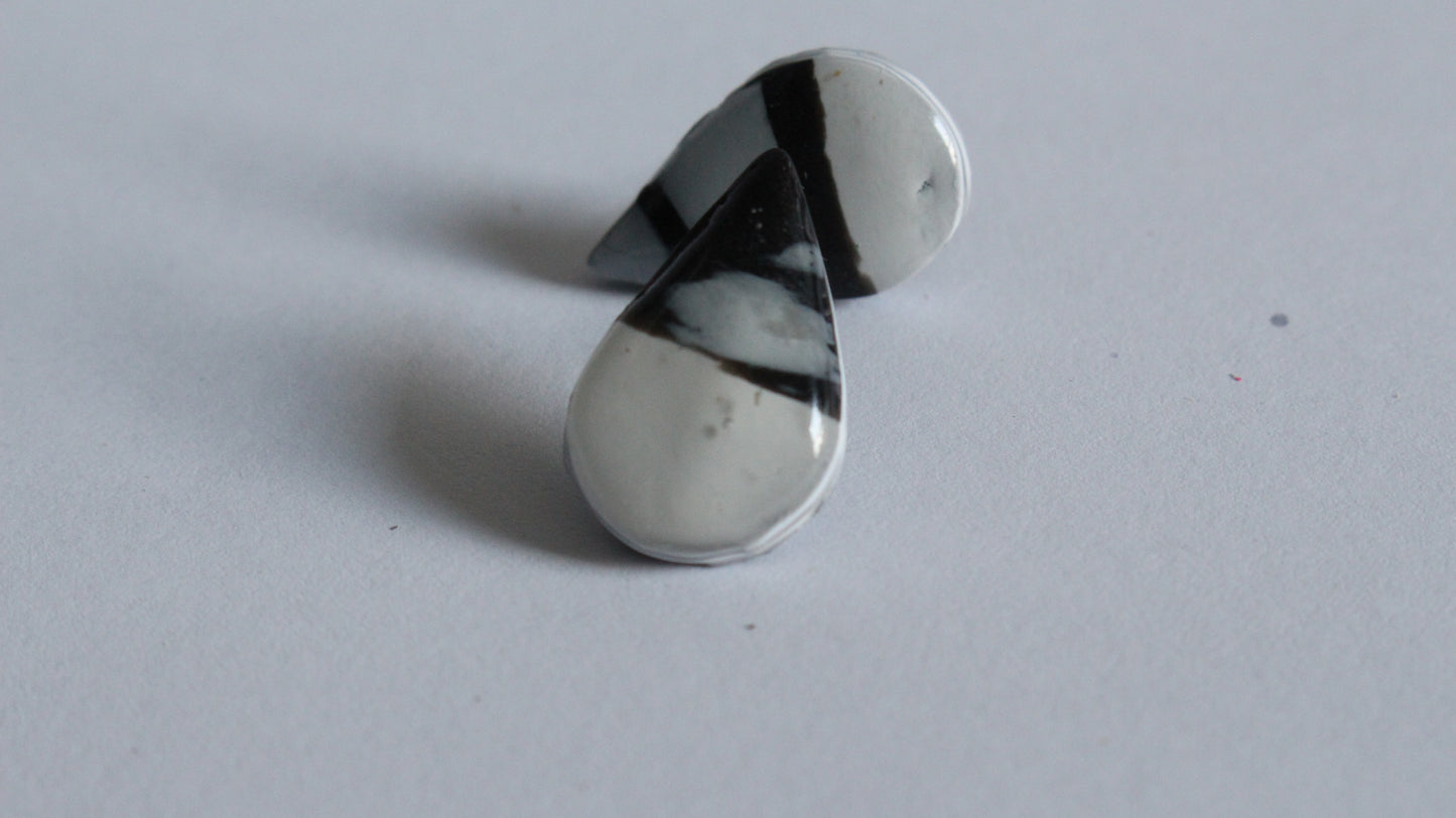 Monochrome Stripe Teardrop Earrings