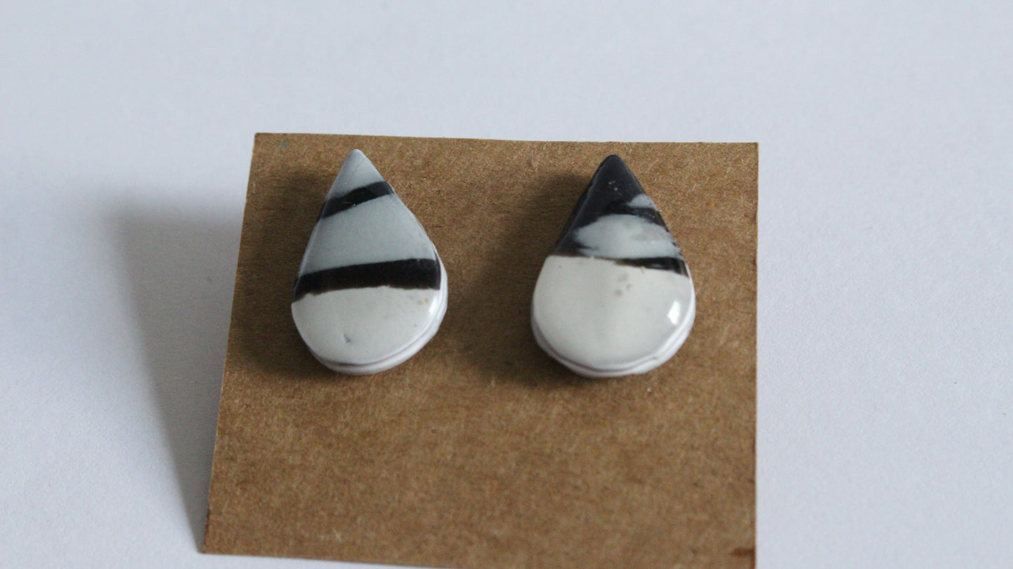 Monochrome Stripe Teardrop Earrings