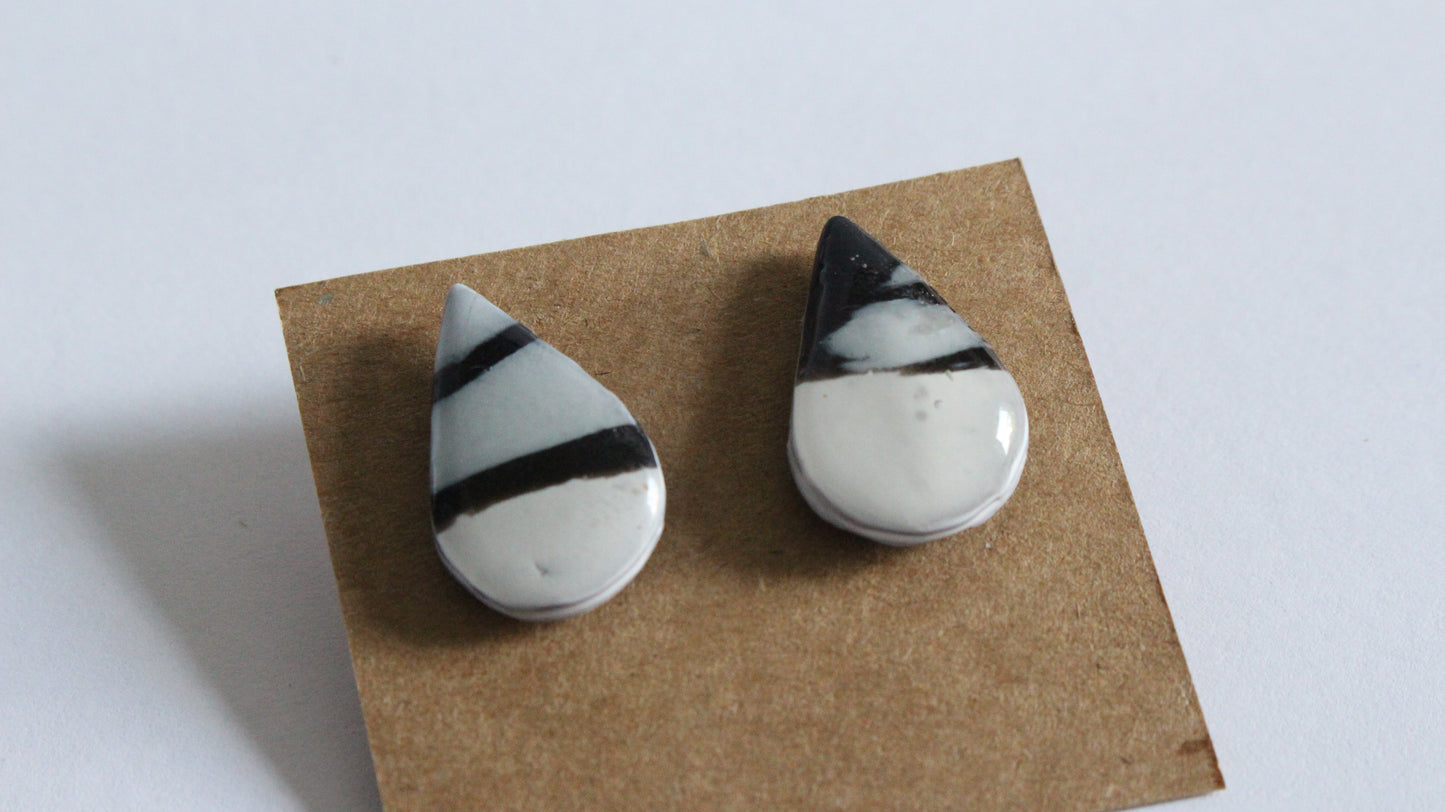 Monochrome Stripe Teardrop Earrings