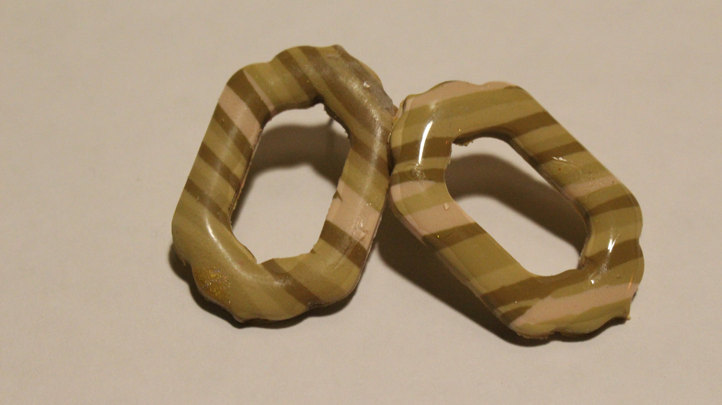 Earthy Chic: Olive Stripe Geometric Earrings