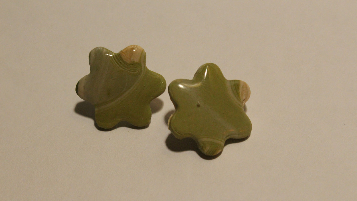 Olive Swirl Star Stud Earrings