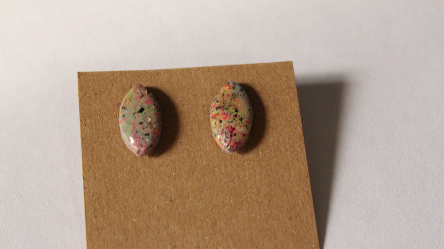 Color Splash Oval Stud Earrings – Handcrafted Statement Jewelry