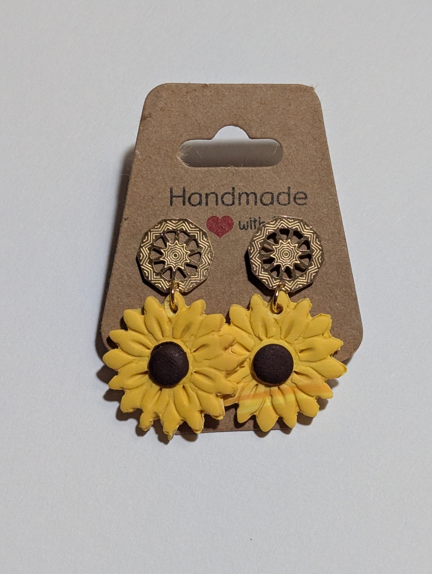 Handmade Sunflower Dangle Earrings – Bright Yellow Floral Statement Jewelry