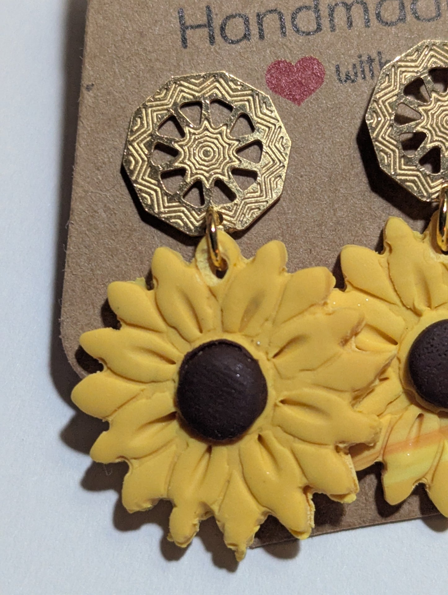 Handmade Sunflower Dangle Earrings – Bright Yellow Floral Statement Jewelry