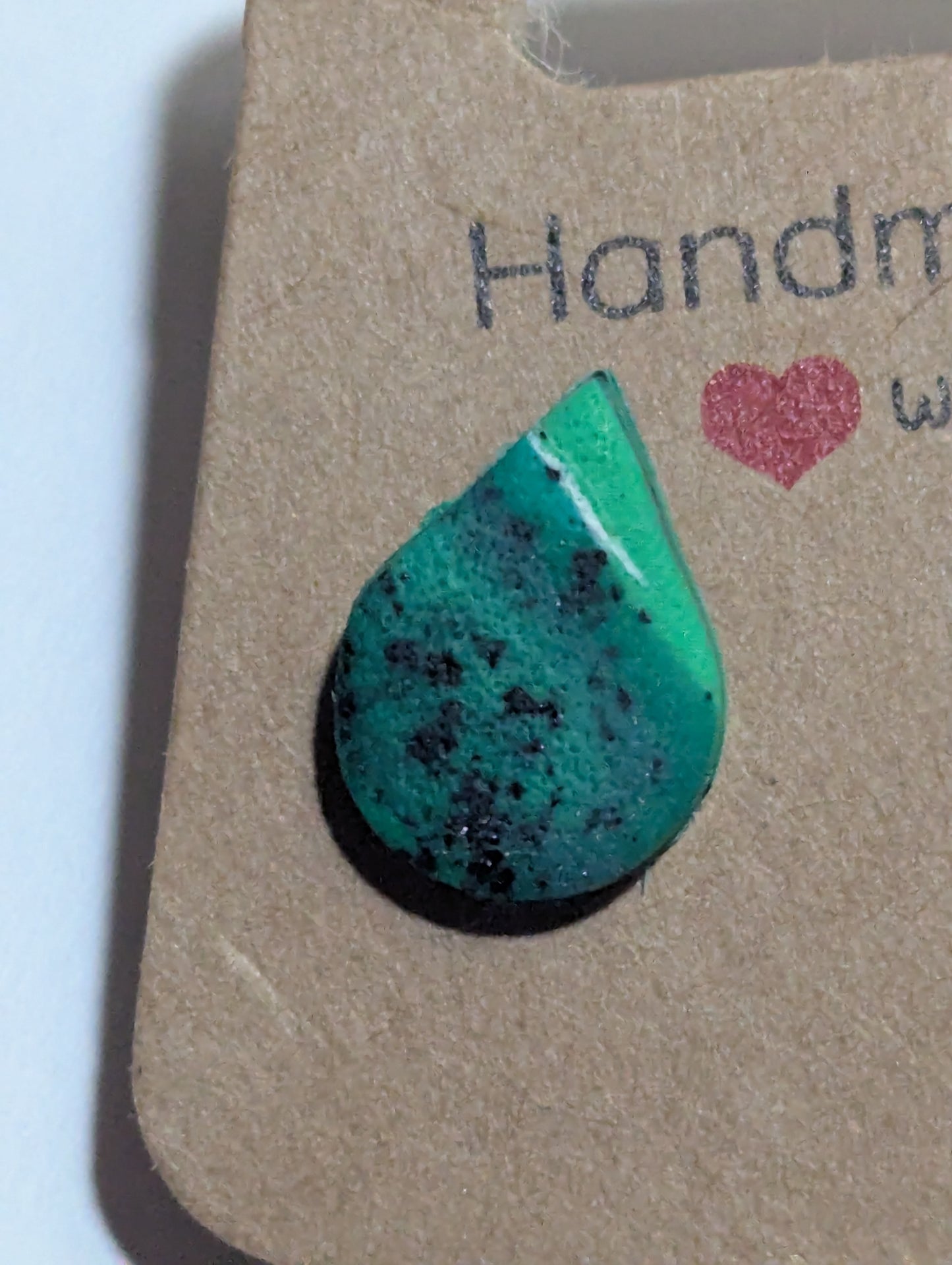 Handmade Green Teardrop Earrings – Unique Polymer Clay Studs, Boho Jewelry Gift for Her