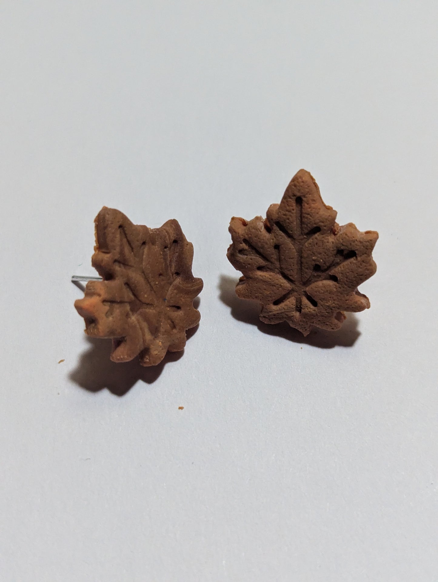 Rustic Autumn Leaf Earrings – Handmade Brown Maple Leaf Studs, Nature-Inspired Fall Jewelry