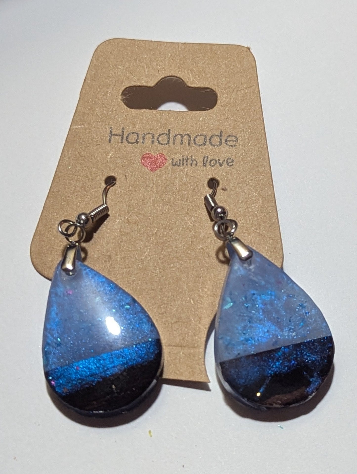 Iridescent Ocean Night Teardrop Earrings