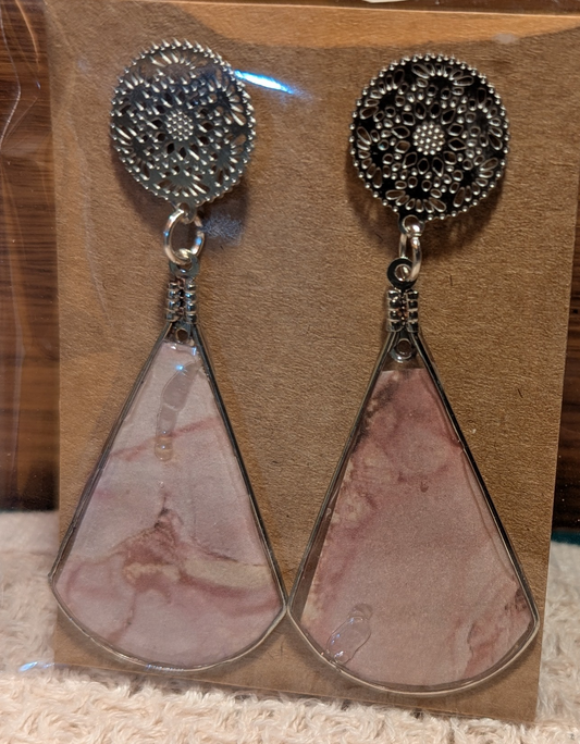 Rose Quartz Lace Drop Earrings
