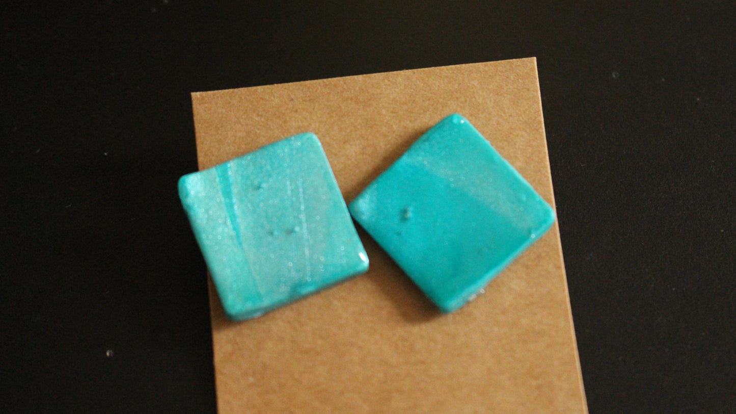Turquoise Dream Square Stud Earrings