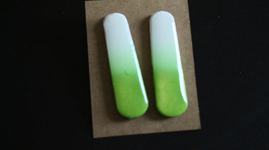 Handmade Green Ombre Bar Earrings – Modern Polymer Clay Dangle, Minimalist Statement Jewelry