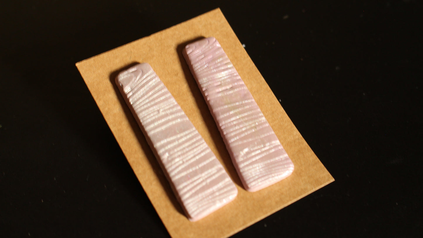 Blush Shimmer Rectangle Earrings