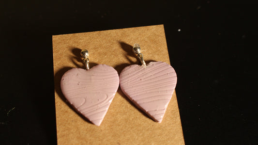 Handmade Blush Pink Heart Dangle Earrings