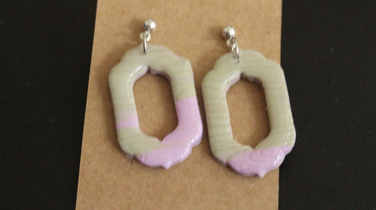 Blush & Taupe Modern Frame Dangle Earrings