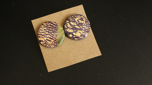 Bold Royalty: Handmade Purple & Gold Statement Stud Earrings