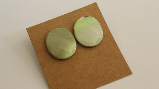 Celadon Dream: Handcrafted Pastel Green Resin Stud Earrings