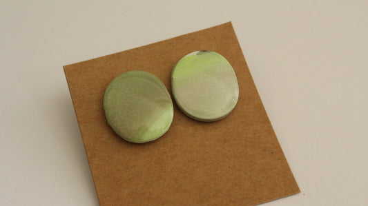 Celadon Dream: Handcrafted Pastel Green Resin Stud Earrings