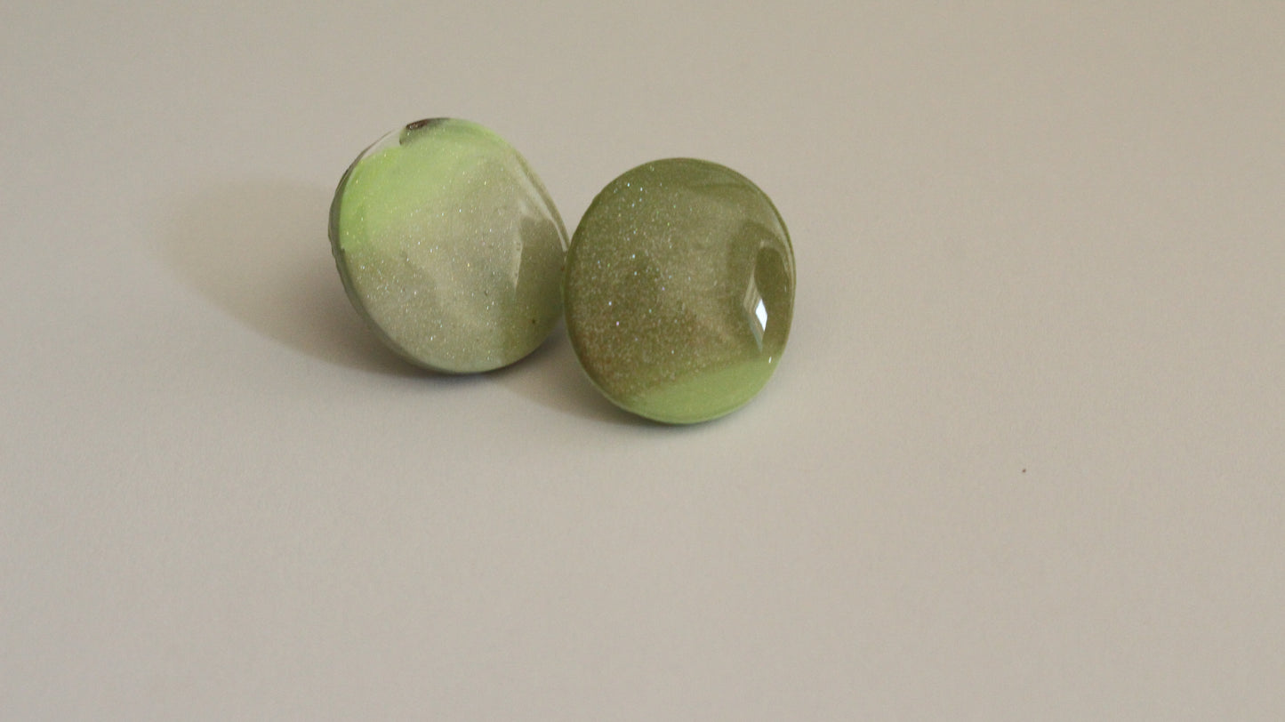 Celadon Dream: Handcrafted Pastel Green Resin Stud Earrings