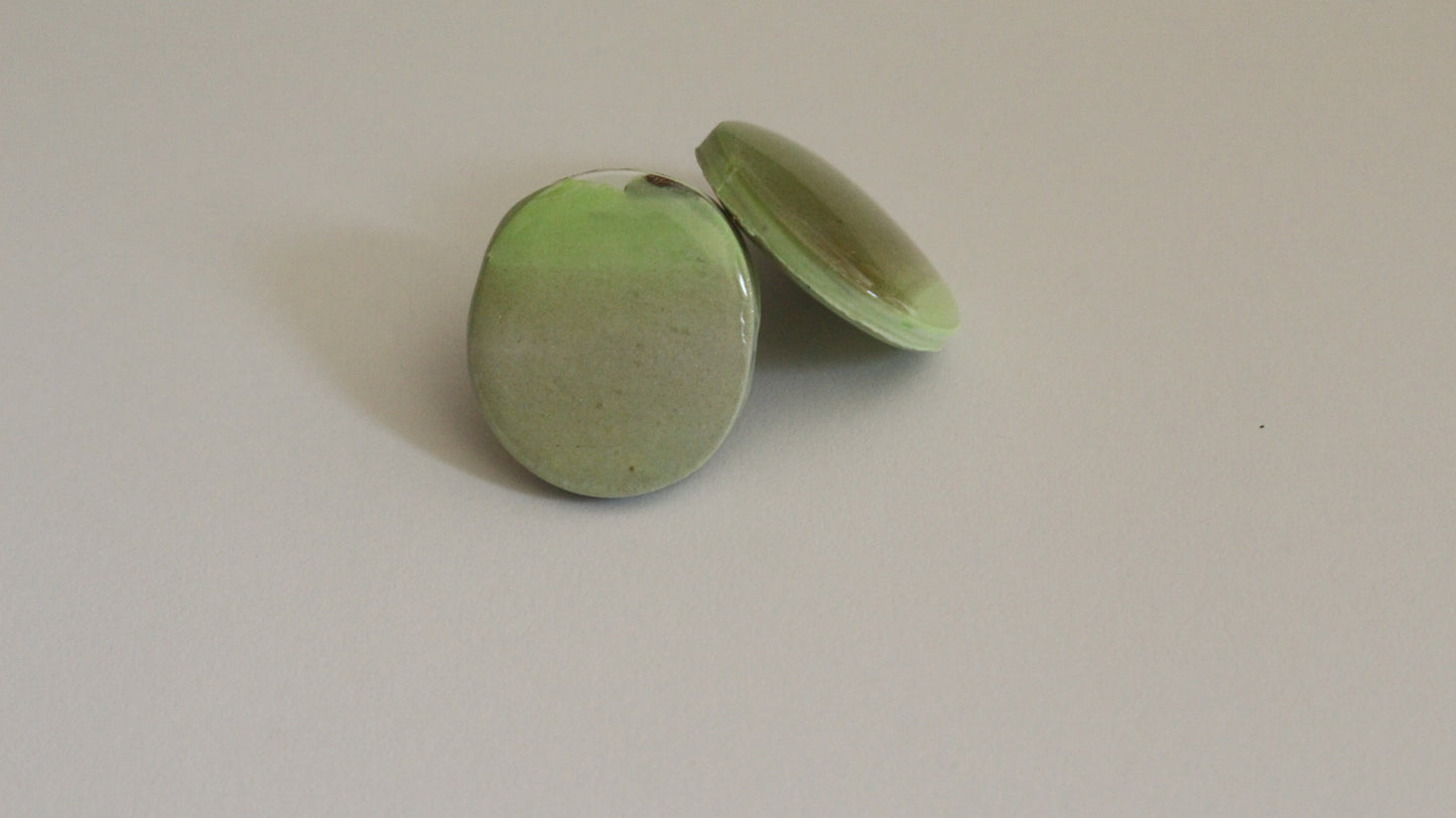 Celadon Dream: Handcrafted Pastel Green Resin Stud Earrings
