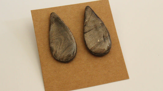 Midnight Marble Teardrop Earrings – Handmade Statement Jewelry