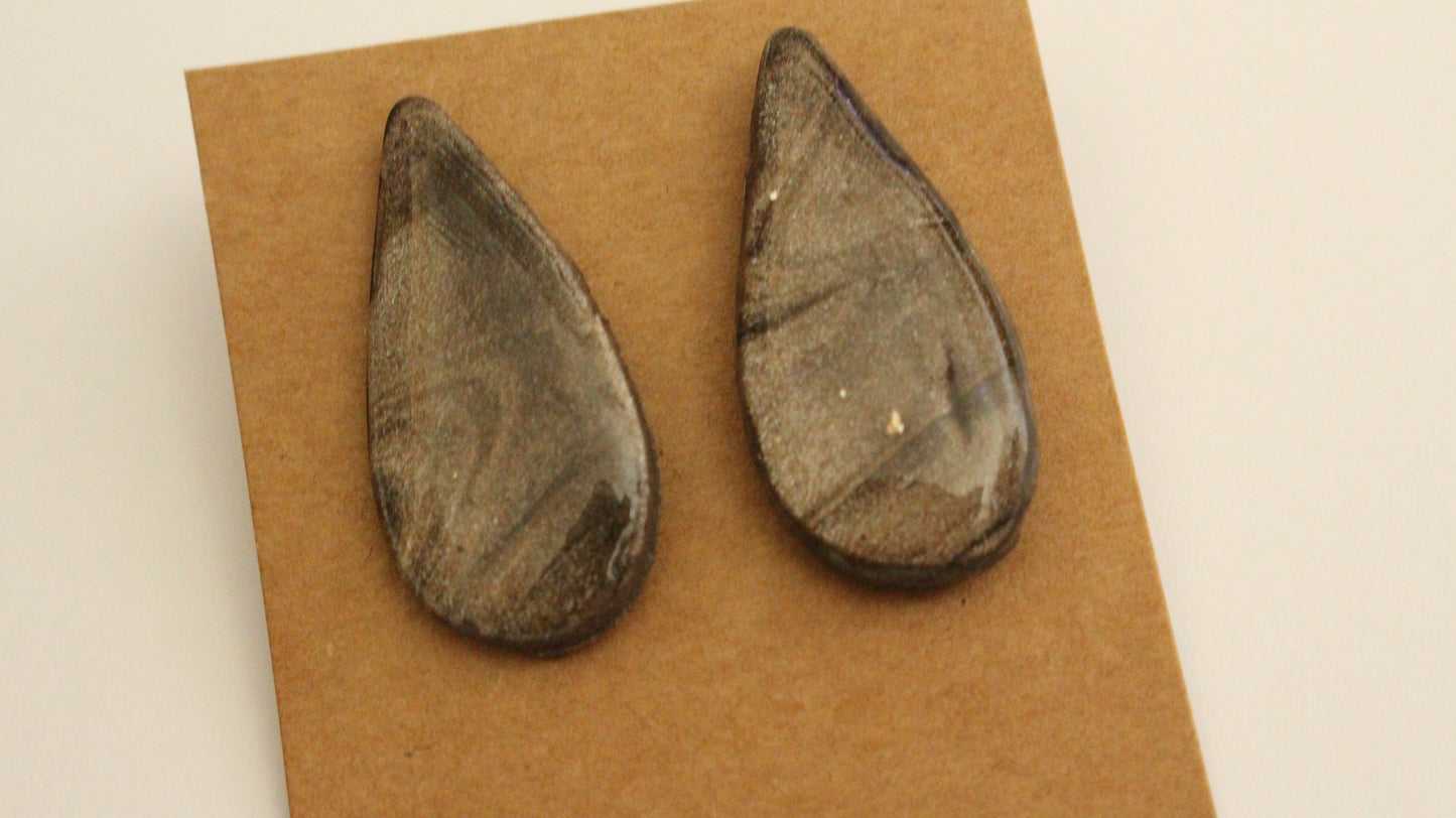 Midnight Marble Teardrop Earrings
