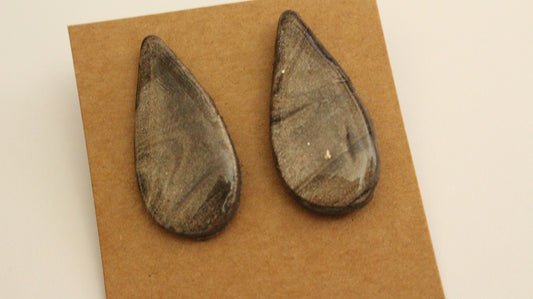 Midnight Marble Teardrop Earrings