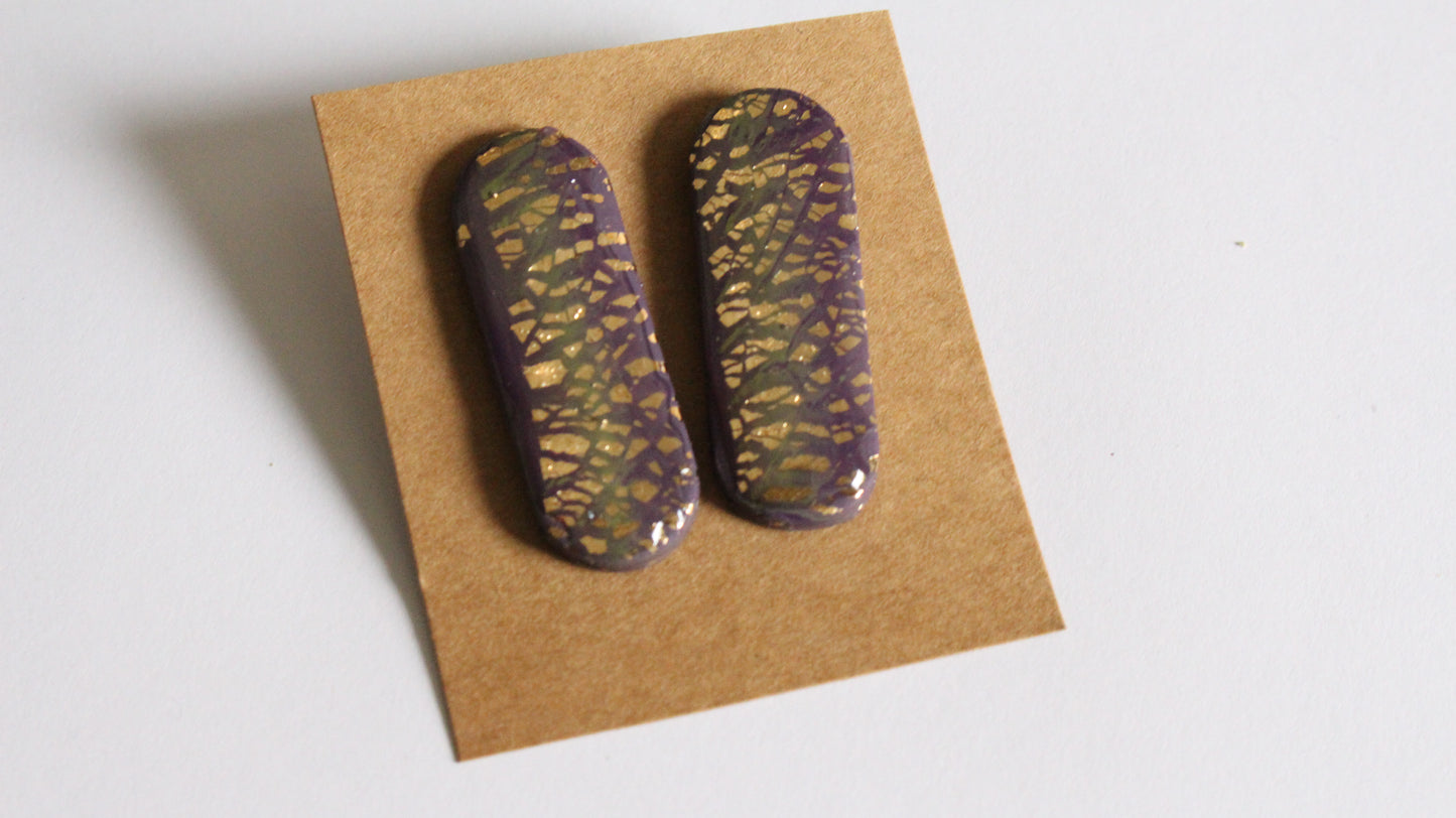Violet Mosaic Gold Earrings