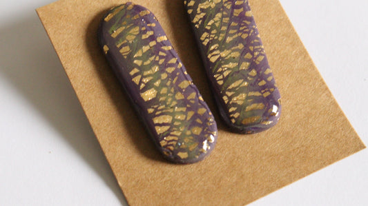 Violet Mosaic Gold Earrings