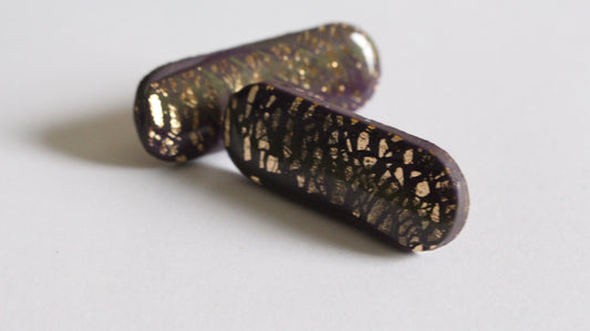 Purple Majesty: Handcrafted Gold-Flecked Statement Earrings