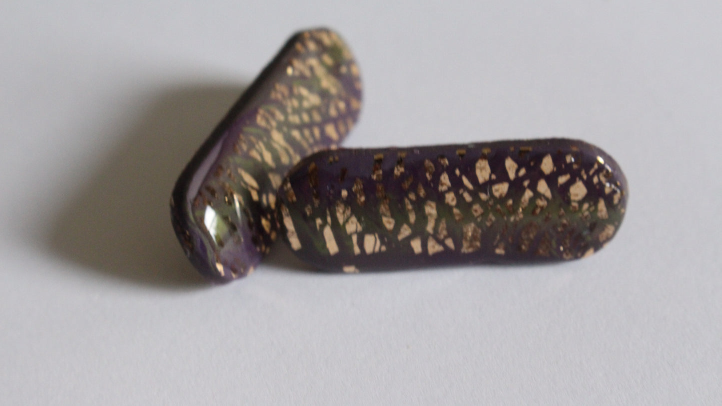 Violet Mosaic Gold Earrings