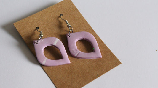Lilac Dream Geometric Dangle Earrings – Handmade Polymer Clay Statement Jewelry