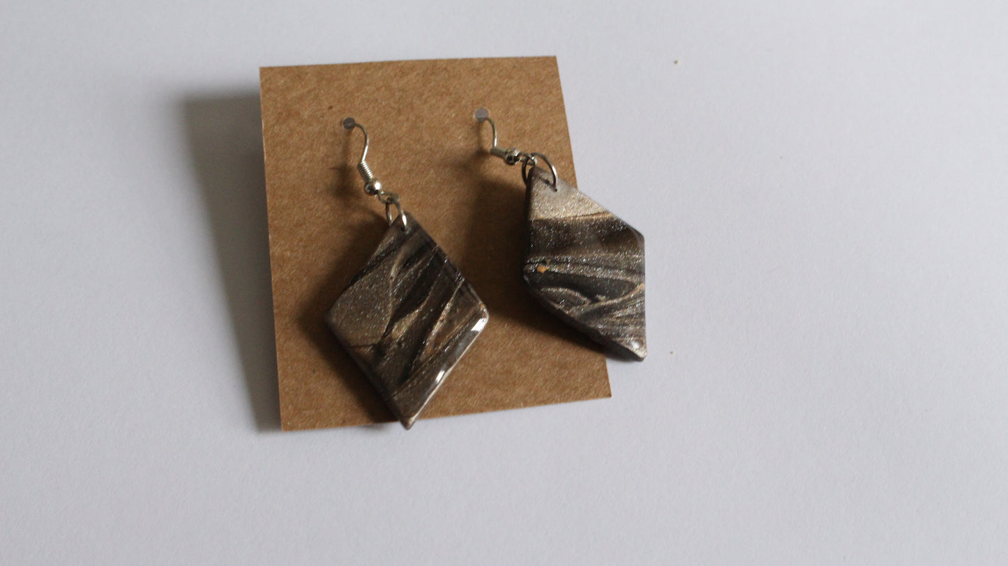 Midnight Marble Diamond Drop Earrings