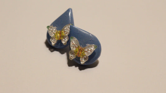 Blue Butterfly Bliss: Handmade Teardrop Stud Earrings