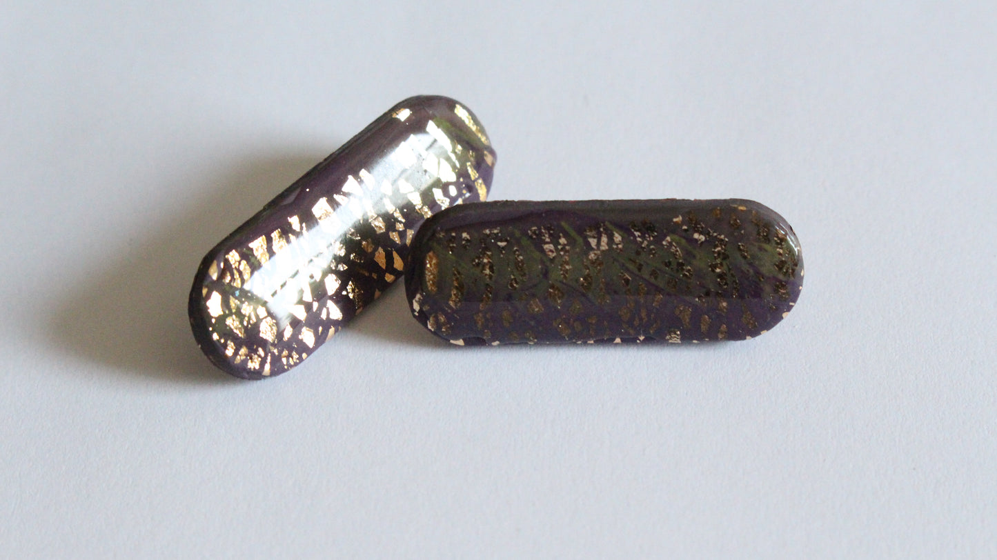 Violet Mosaic Gold Earrings