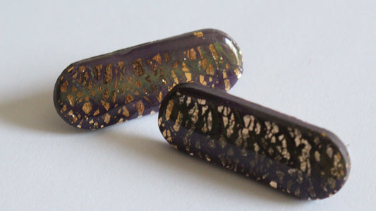 Violet Mosaic Gold Earrings