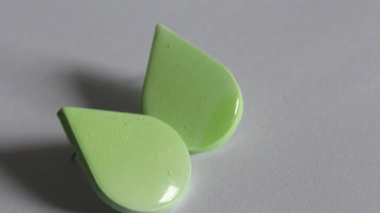 Lime Glow Teardrop Stud Earrings – Vibrant Handmade Polymer Clay Jewelry