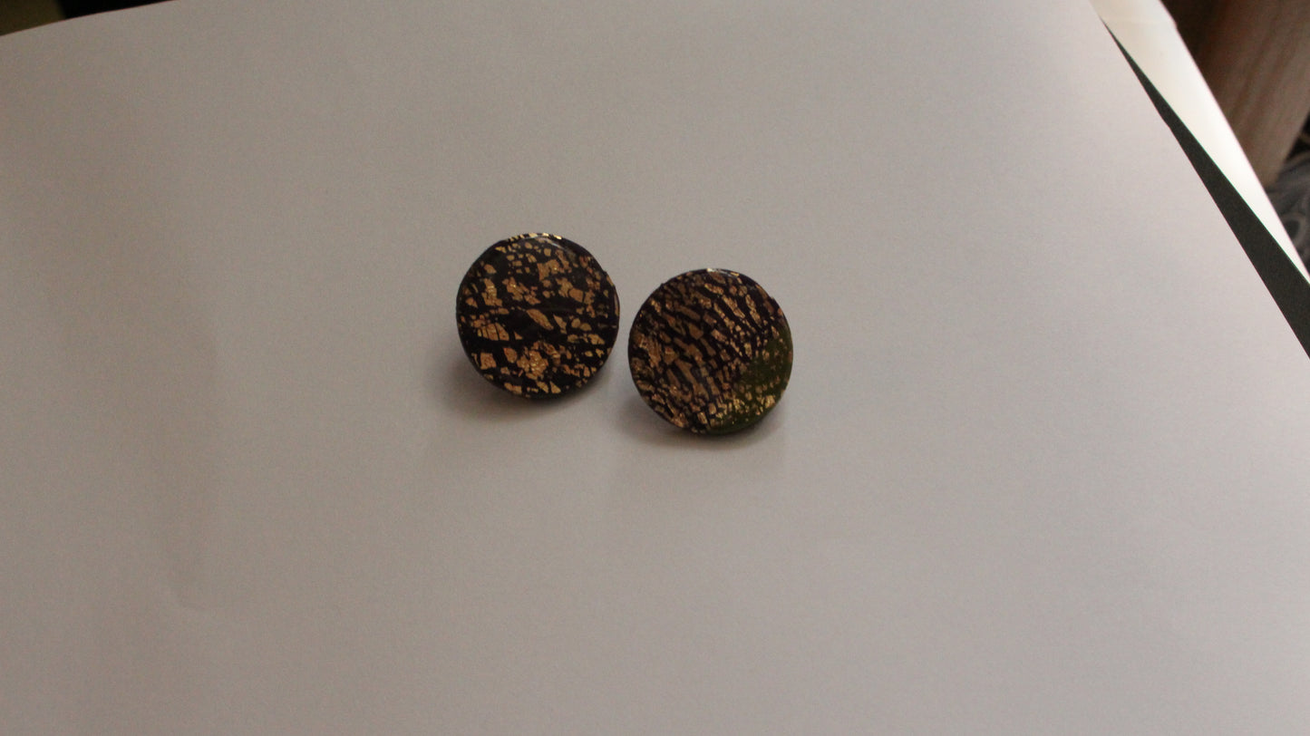 Majestic Nightfall: Handmade Purple & Gold Statement Stud Earrings