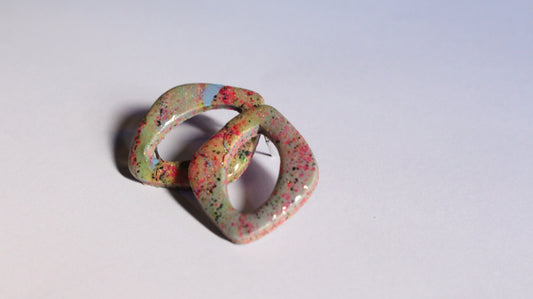 Handmade Abstract Geometric Earrings – Colorful Polymer Clay Statement Studs, Modern Artistic Jewelry