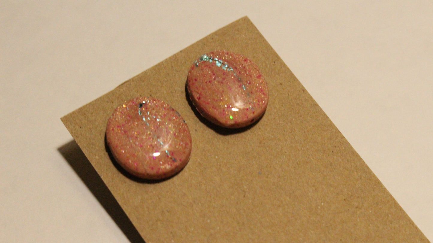 Blush Confetti Round Stud Earrings
