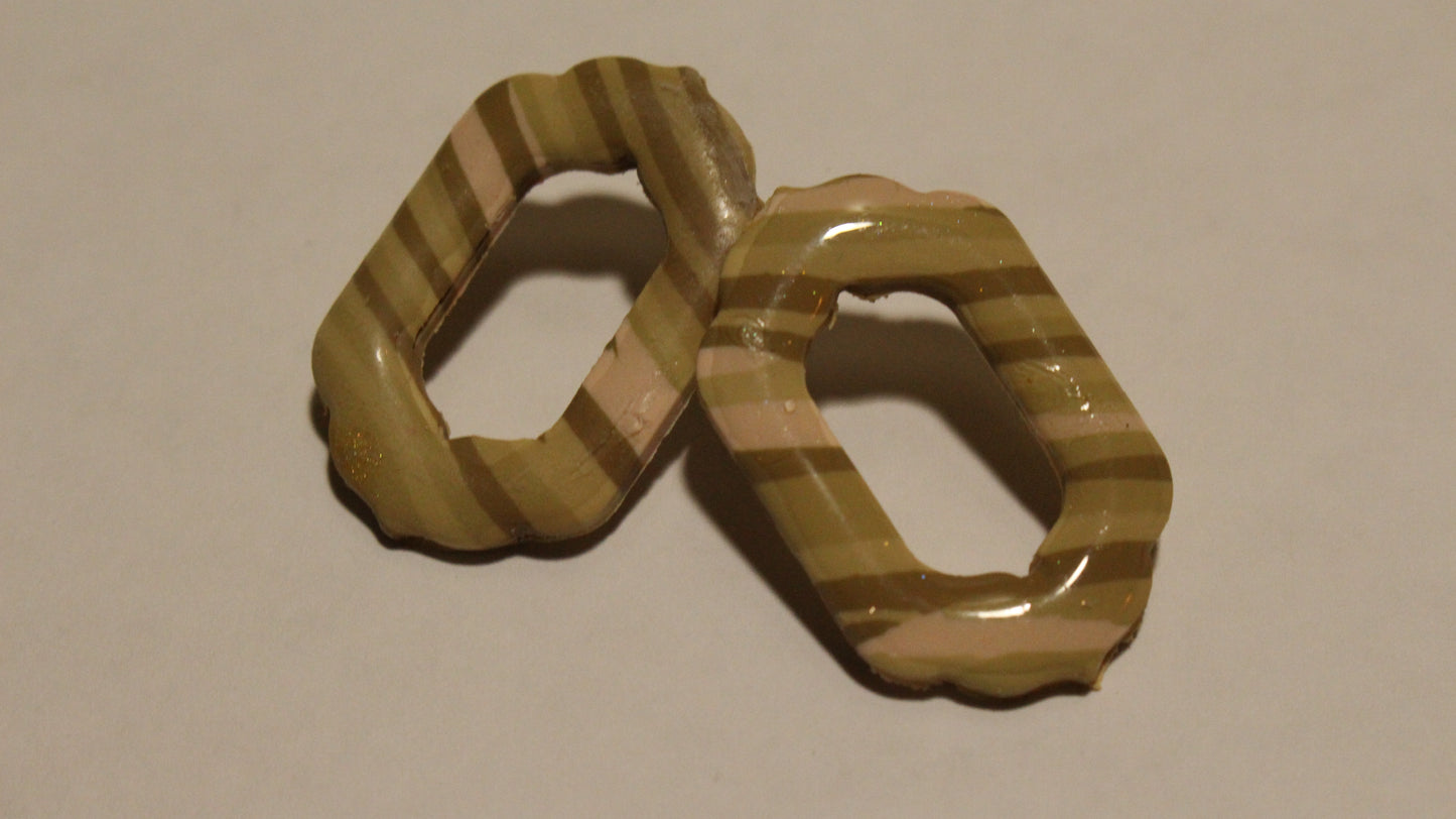 Earthy Chic: Olive Stripe Geometric Earrings