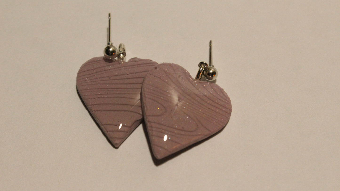 Lavender Love Heart Earrings